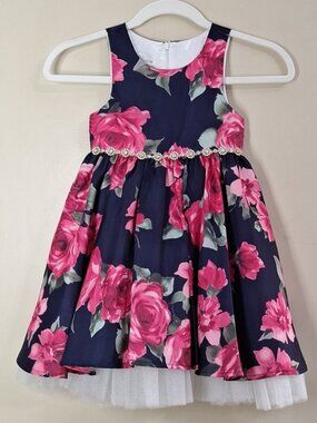Couture Princess  pink Flower Print - Girls Size 5 - Formal Dress